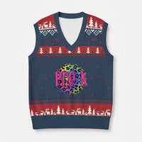 Pre-Kindergarten Neon Leopard Effect Printing V-Neck Knit Sweater Vest Wild About PreK Teacher Student Gift