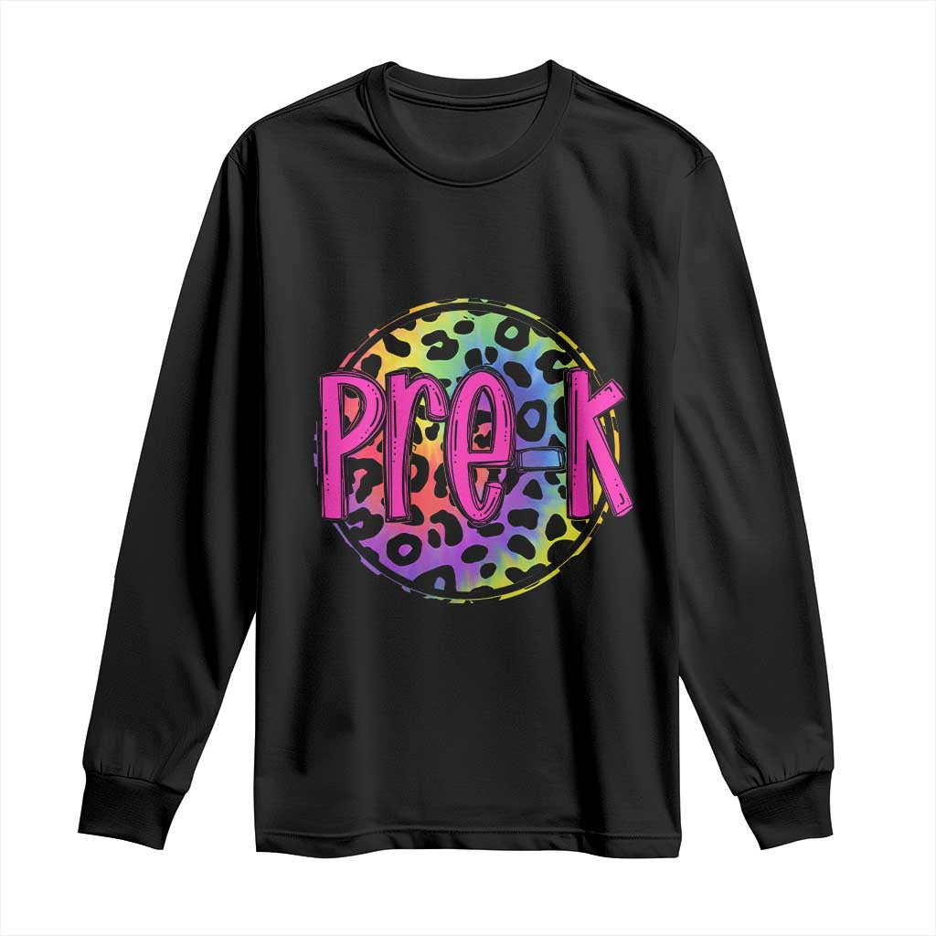 Pre-Kindergarten Neon Leopard Effect Printing Long Sleeve Shirt Wild About PreK Teacher Student Gift