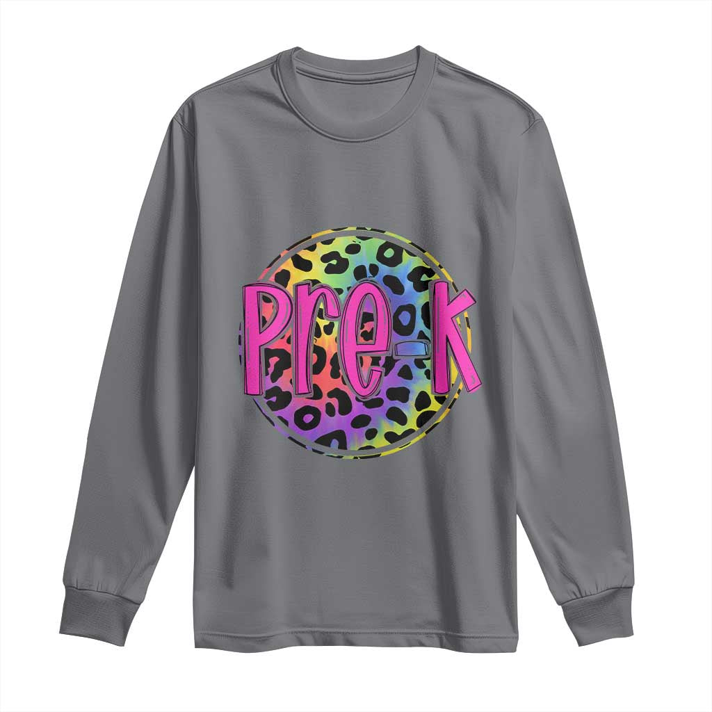 Pre-Kindergarten Neon Leopard Effect Printing Long Sleeve Shirt Wild About PreK Teacher Student Gift