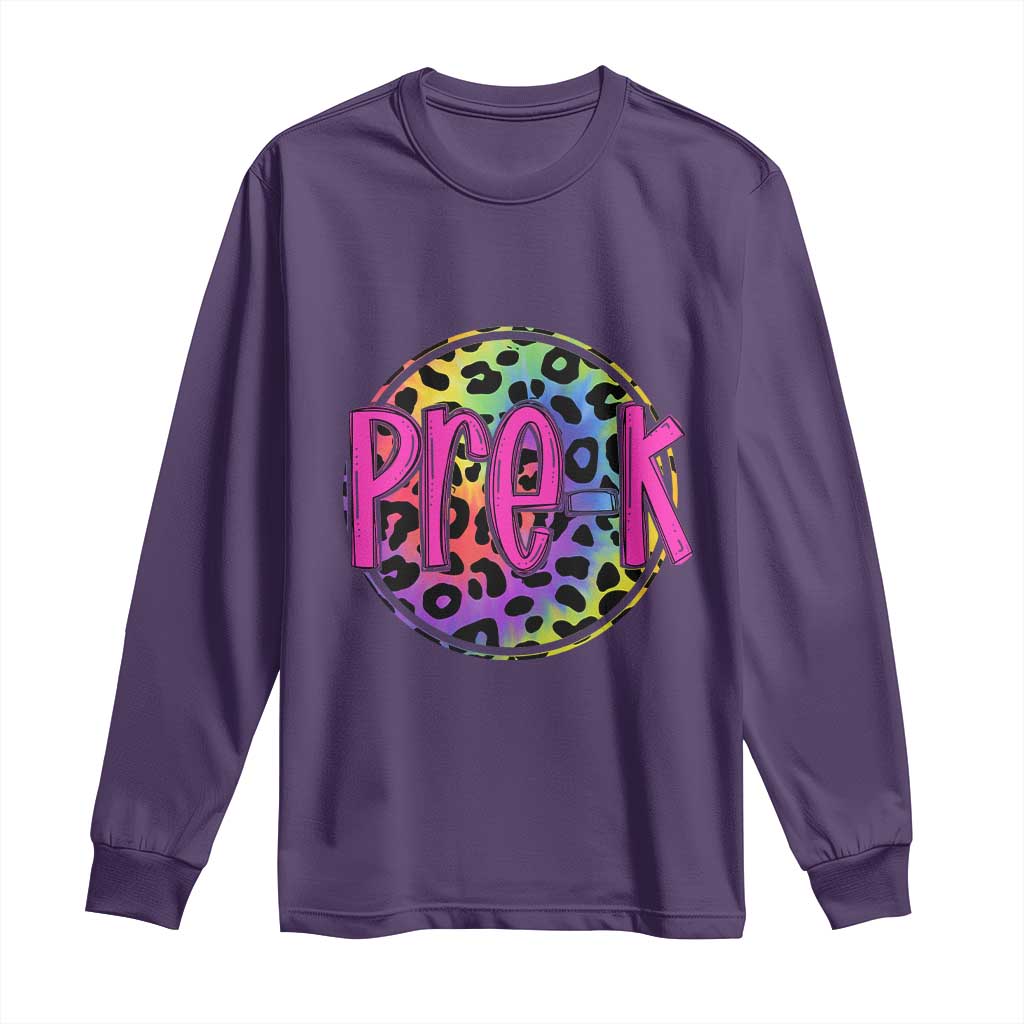 Pre-Kindergarten Neon Leopard Effect Printing Long Sleeve Shirt Wild About PreK Teacher Student Gift
