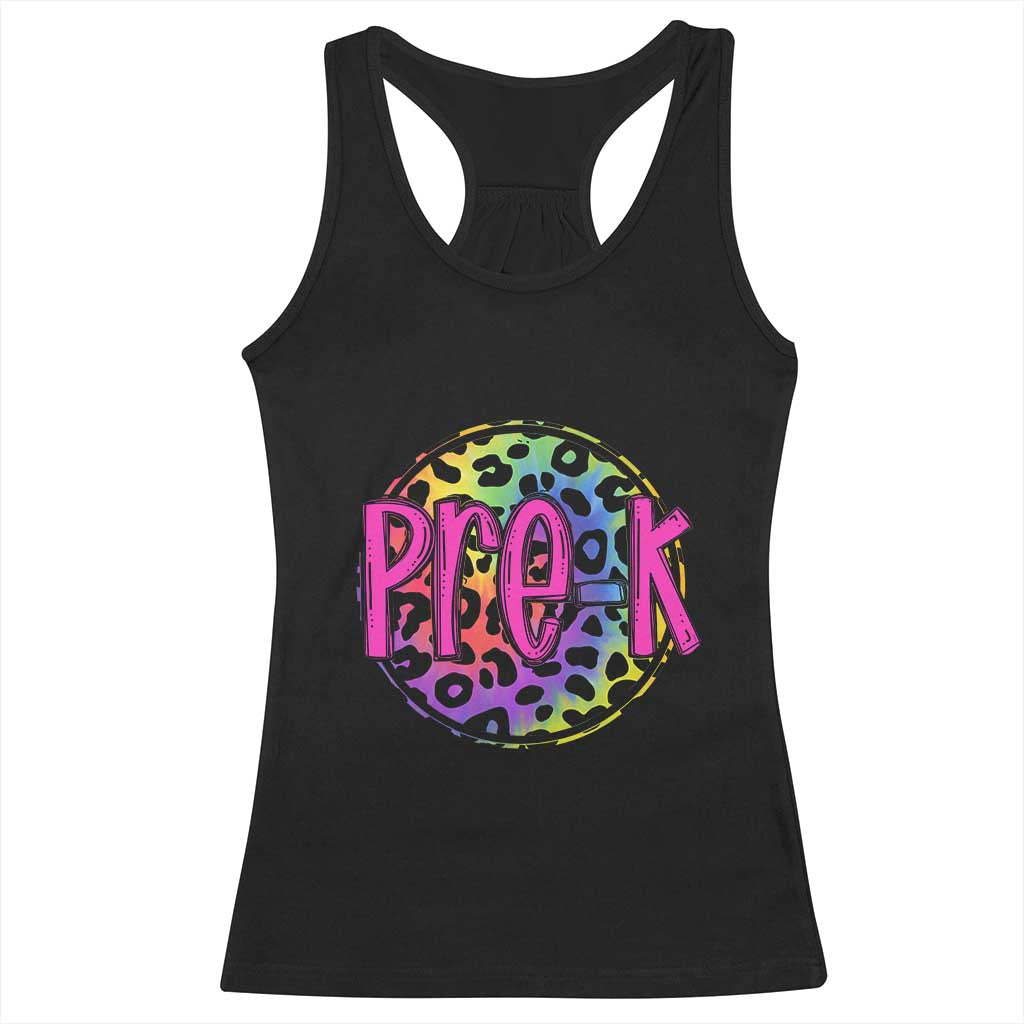 Pre-Kindergarten Neon Leopard Effect Printing Racerback Tank Top Wild About PreK Teacher Student Gift