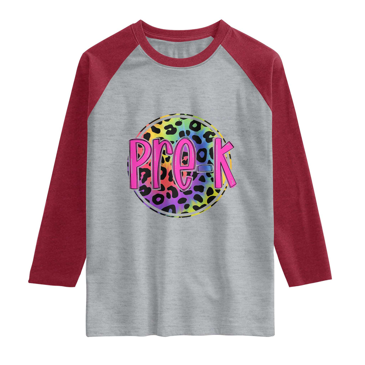Pre-Kindergarten Neon Leopard Effect Printing Raglan Shirt Wild About PreK Teacher Student Gift