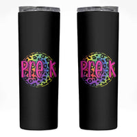Pre-Kindergarten Neon Leopard Effect Printing Skinny Tumbler Wild About PreK Teacher Student Gift