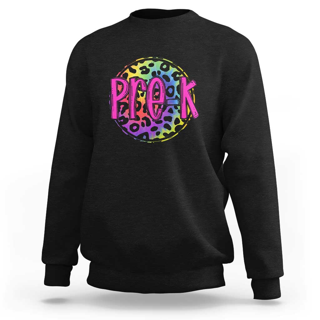 Pre-Kindergarten Neon Leopard Sweatshirt PreK Teacher 1st Day of School - Wonder Print Shop