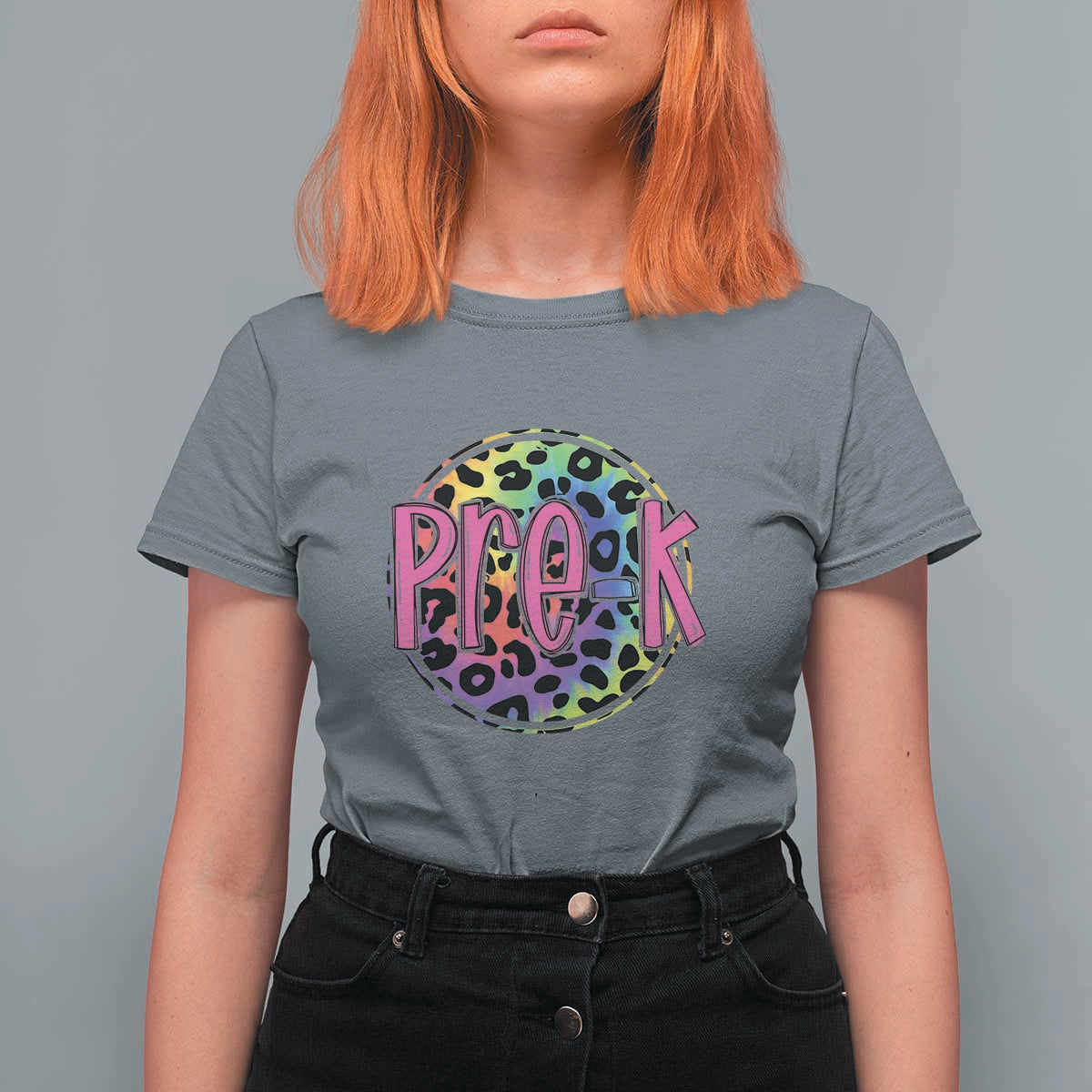 Pre-Kindergarten Neon Leopard T Shirt For Women PreK Teacher 1st Day of School