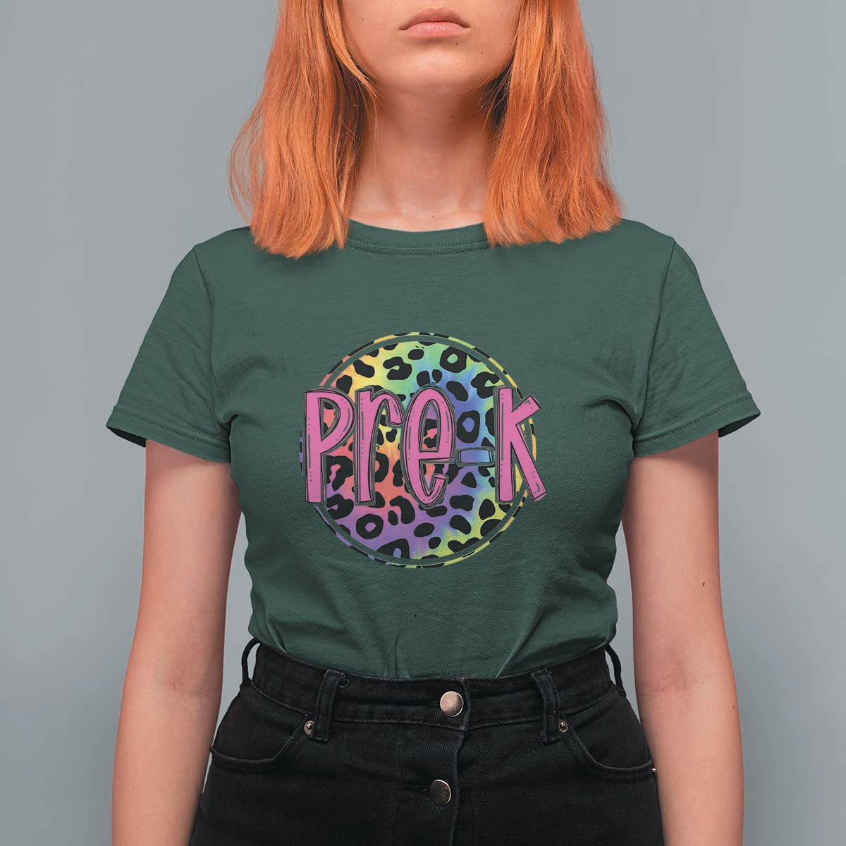Pre-Kindergarten Neon Leopard T Shirt For Women PreK Teacher 1st Day of School