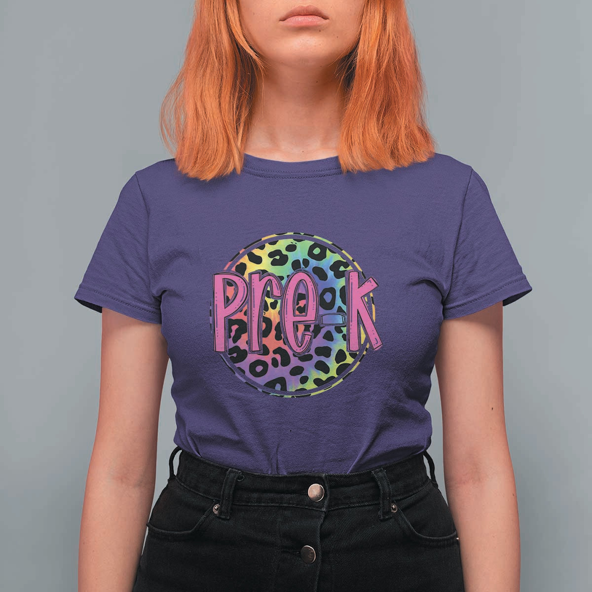 Pre-Kindergarten Neon Leopard T Shirt For Women PreK Teacher 1st Day of School