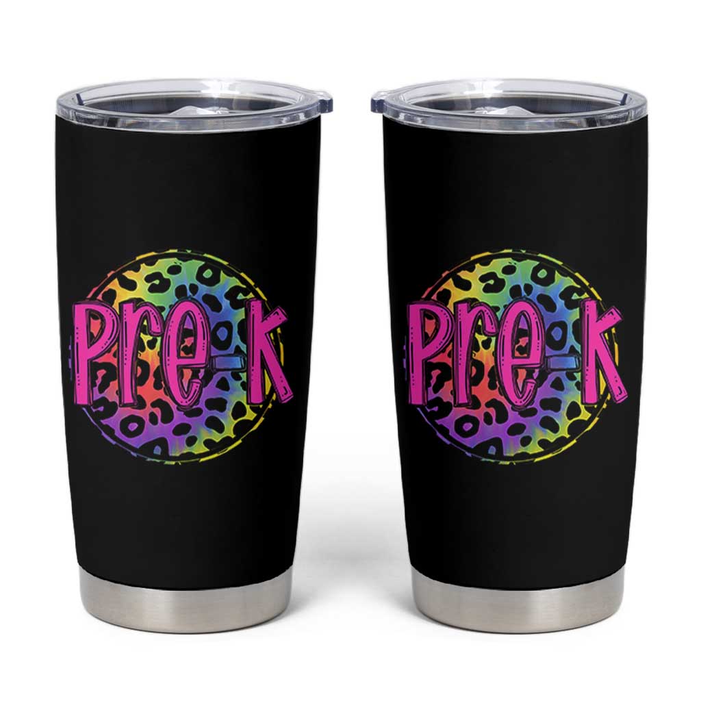 Pre-Kindergarten Neon Leopard Effect Printing Tumbler Cup Wild About PreK Teacher Student Gift