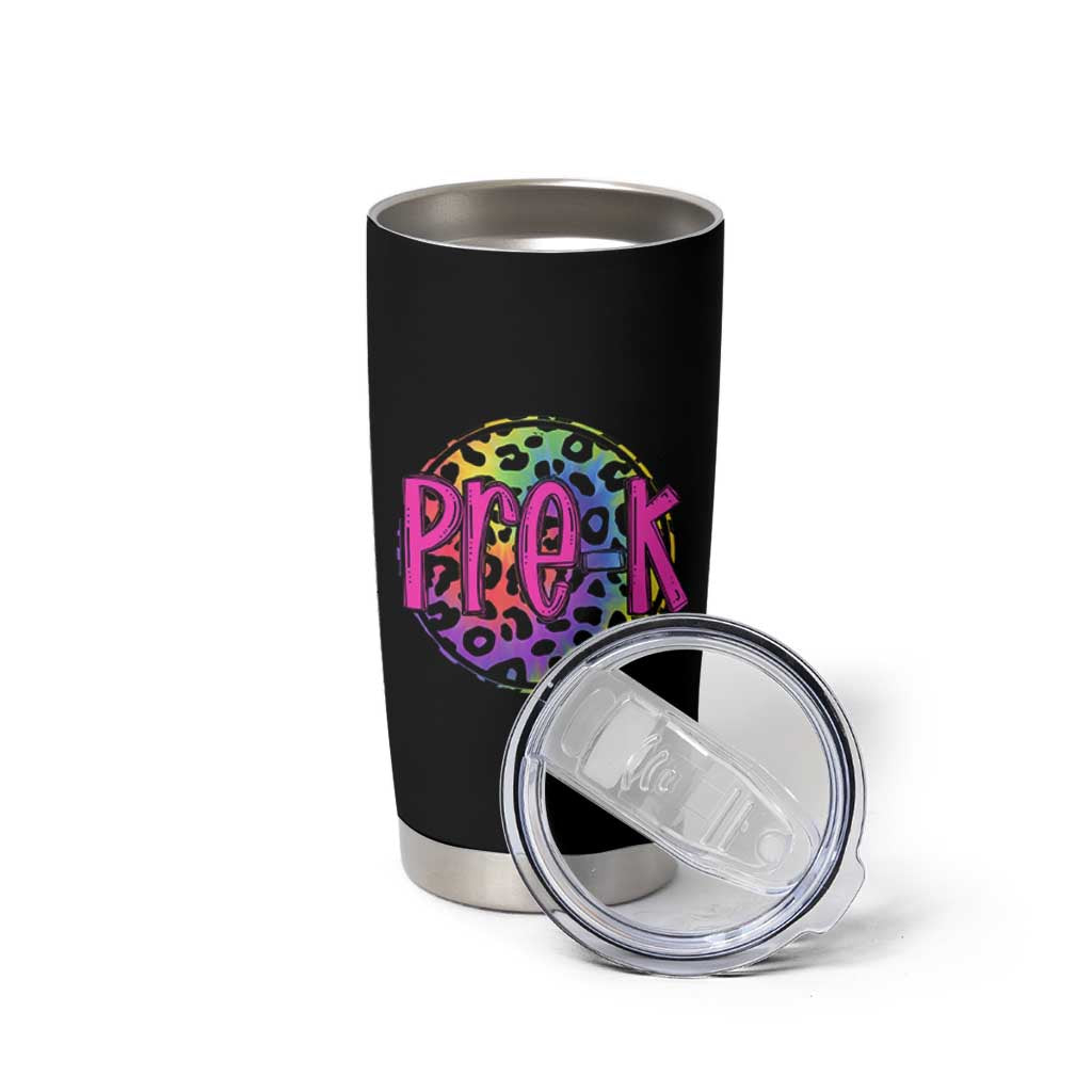 Pre-Kindergarten Neon Leopard Effect Printing Tumbler Cup Wild About PreK Teacher Student Gift