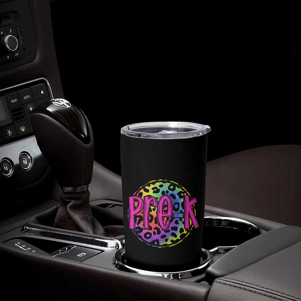 Pre-Kindergarten Neon Leopard Effect Printing Tumbler Cup Wild About PreK Teacher Student Gift