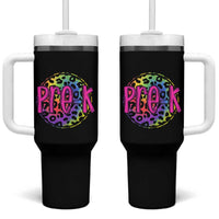 Pre-Kindergarten Neon Leopard Effect Printing Tumbler With Handle Wild About PreK Teacher Student Gift