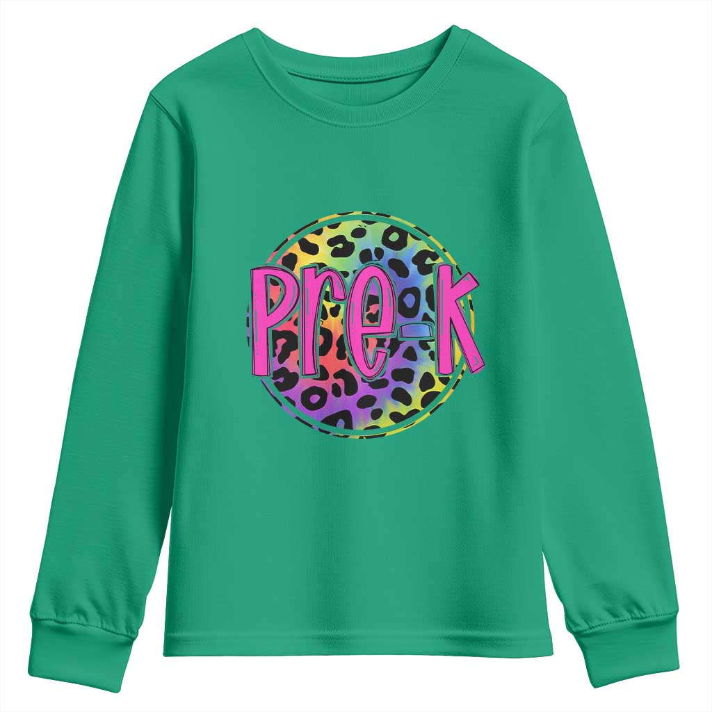 Pre-Kindergarten Neon Leopard Effect Printing Youth Sweatshirt Wild About PreK Teacher Student Gift
