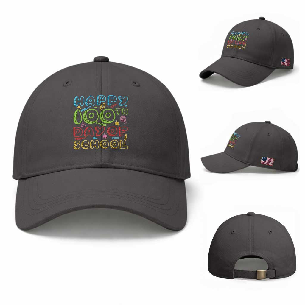Happy 100 Days of School Baseball Cap 100th Day Funny Milestone Celebration