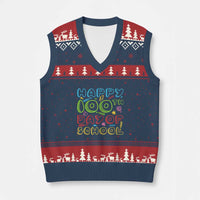 Happy 100 Days of School V-Neck Knit Sweater Vest 100th Day Funny Milestone Celebration