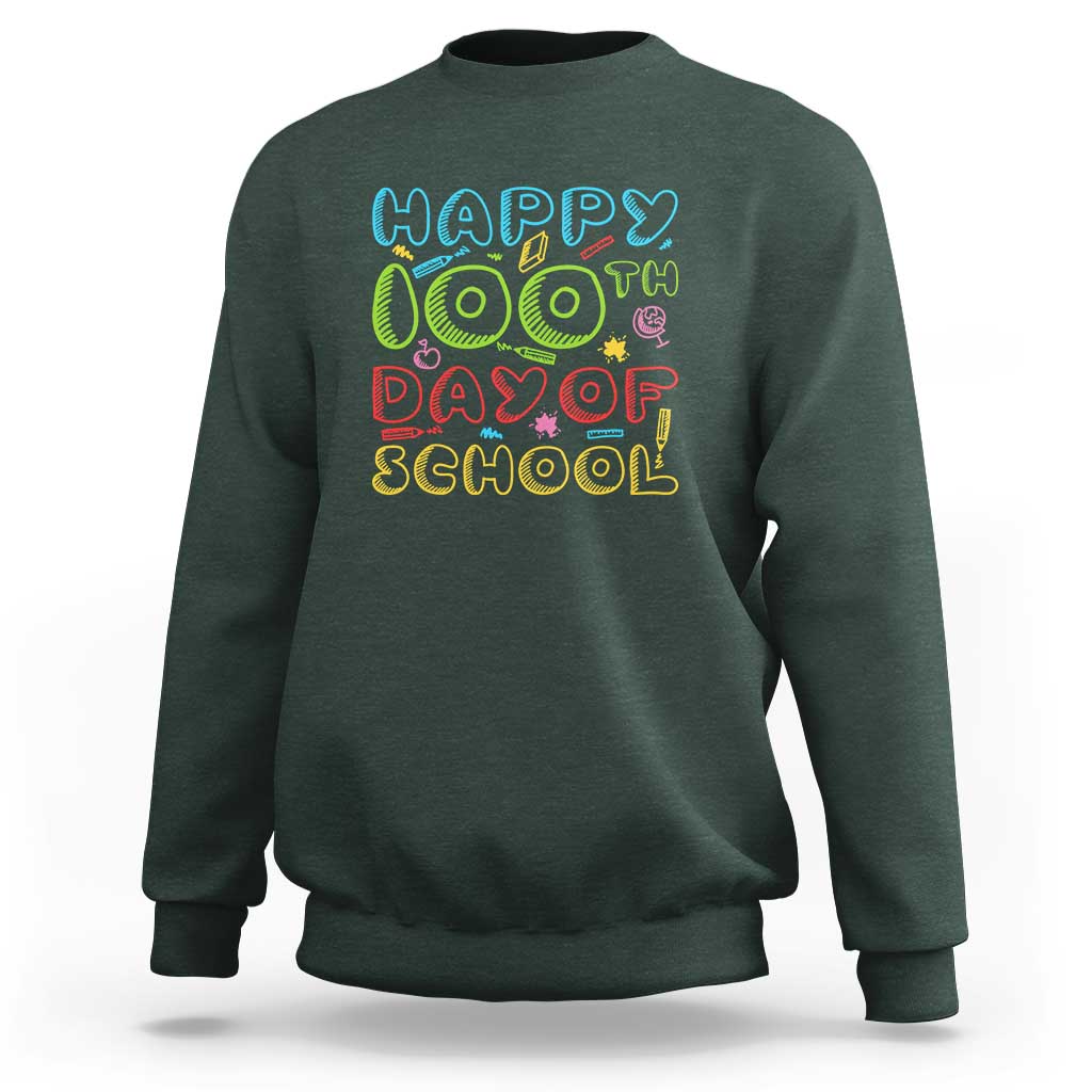 Happy 100 Days of School Sweatshirt 100th Day Celebration - Wonder Print Shop