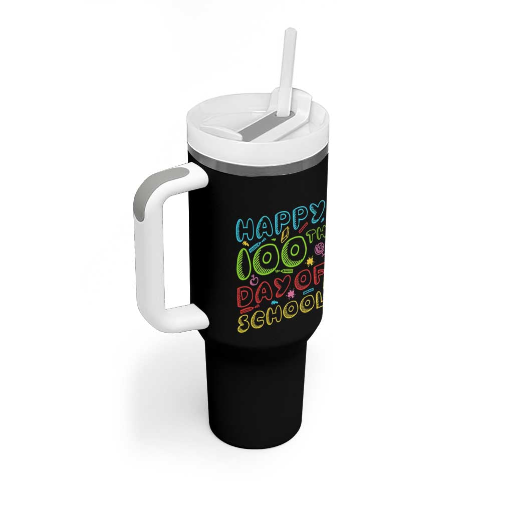 Happy 100 Days of School Tumbler With Handle 100th Day Funny Milestone Celebration