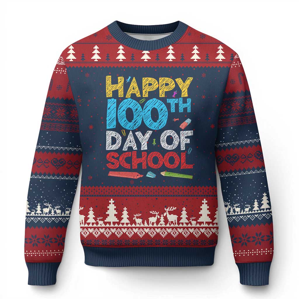 100 Days of School Celebration Ugly Christmas Sweater Happy 100th Day Student Teacher Gift