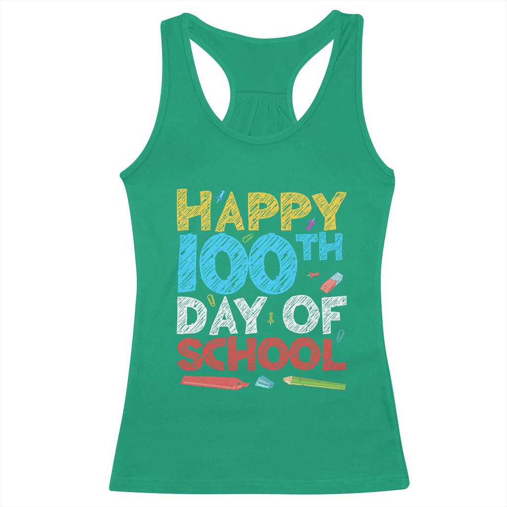 100 Days of School Celebration Racerback Tank Top Happy 100th Day Student Teacher Gift