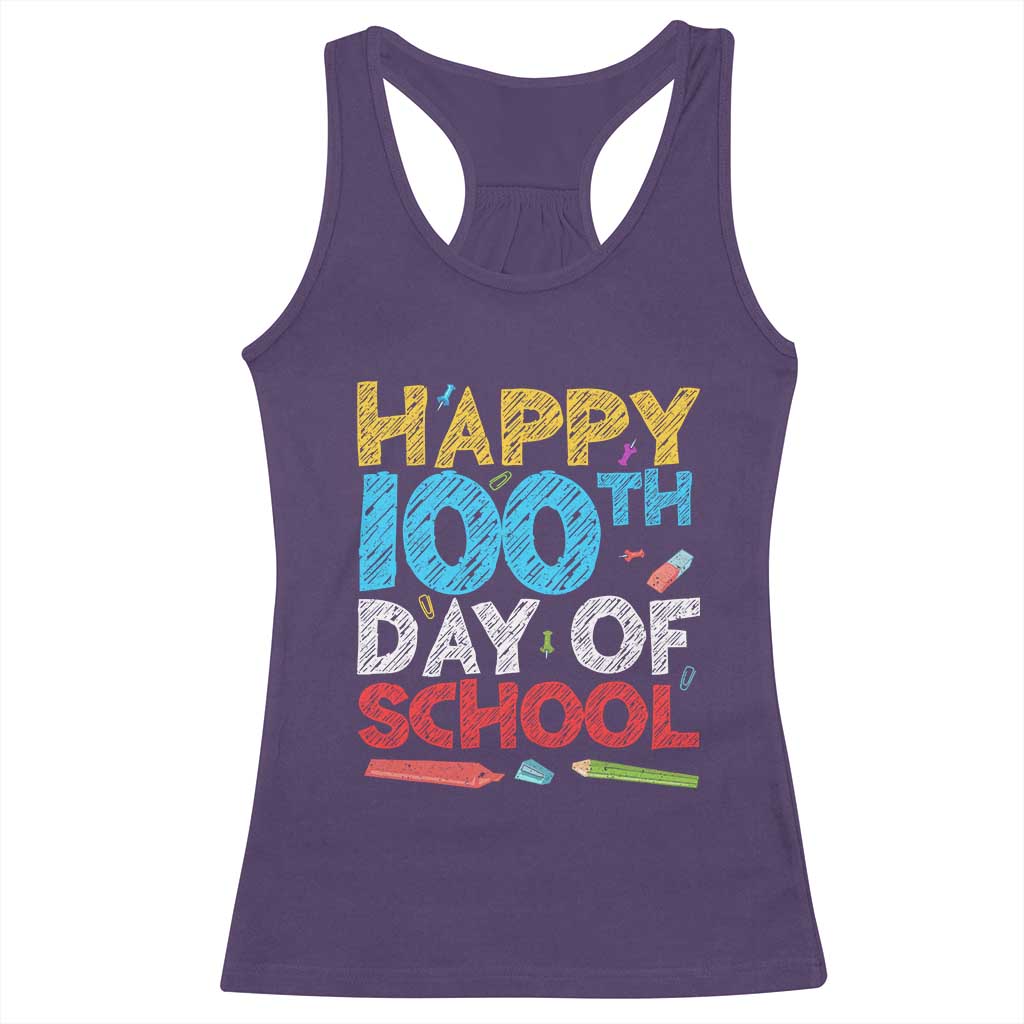 100 Days of School Celebration Racerback Tank Top Happy 100th Day Student Teacher Gift