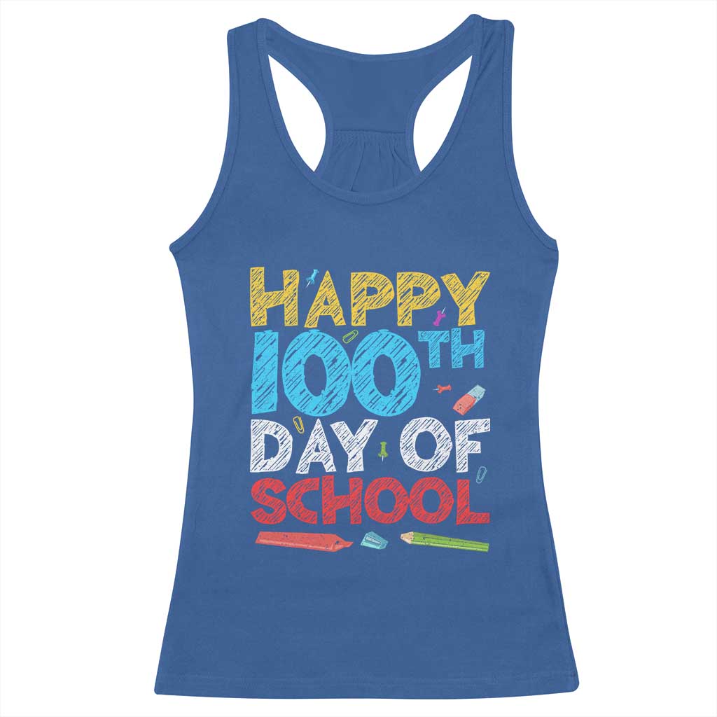 100 Days of School Celebration Racerback Tank Top Happy 100th Day Student Teacher Gift