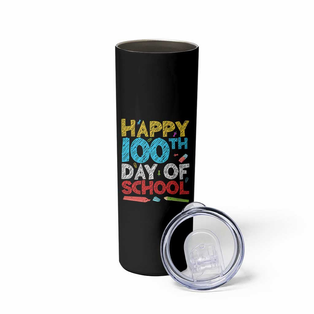 100 Days of School Celebration Skinny Tumbler Happy 100th Day Student Teacher Gift