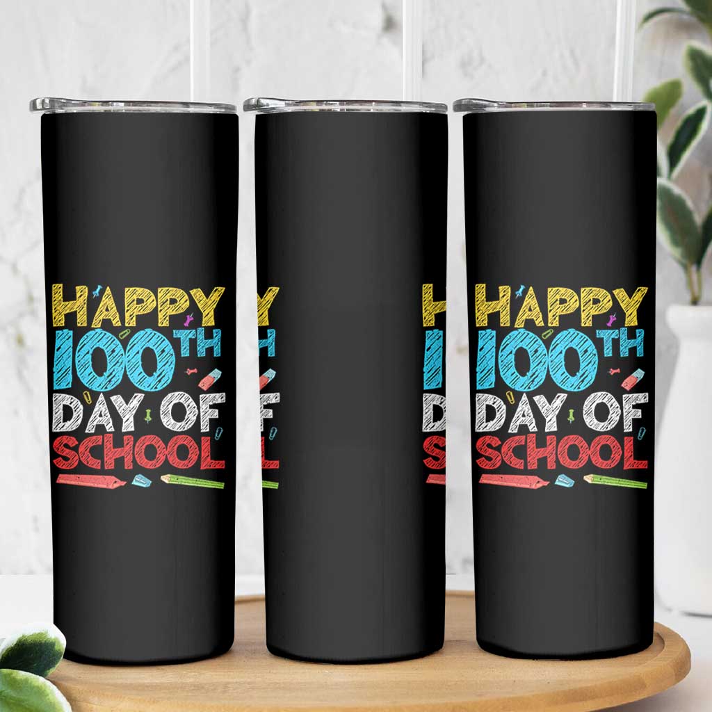 100 Days of School Celebration Skinny Tumbler Happy 100th Day Student Teacher Gift