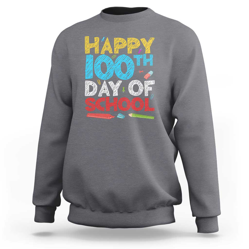 100 Days of School Celebration Sweatshirt Happy 100th Day - Wonder Print Shop