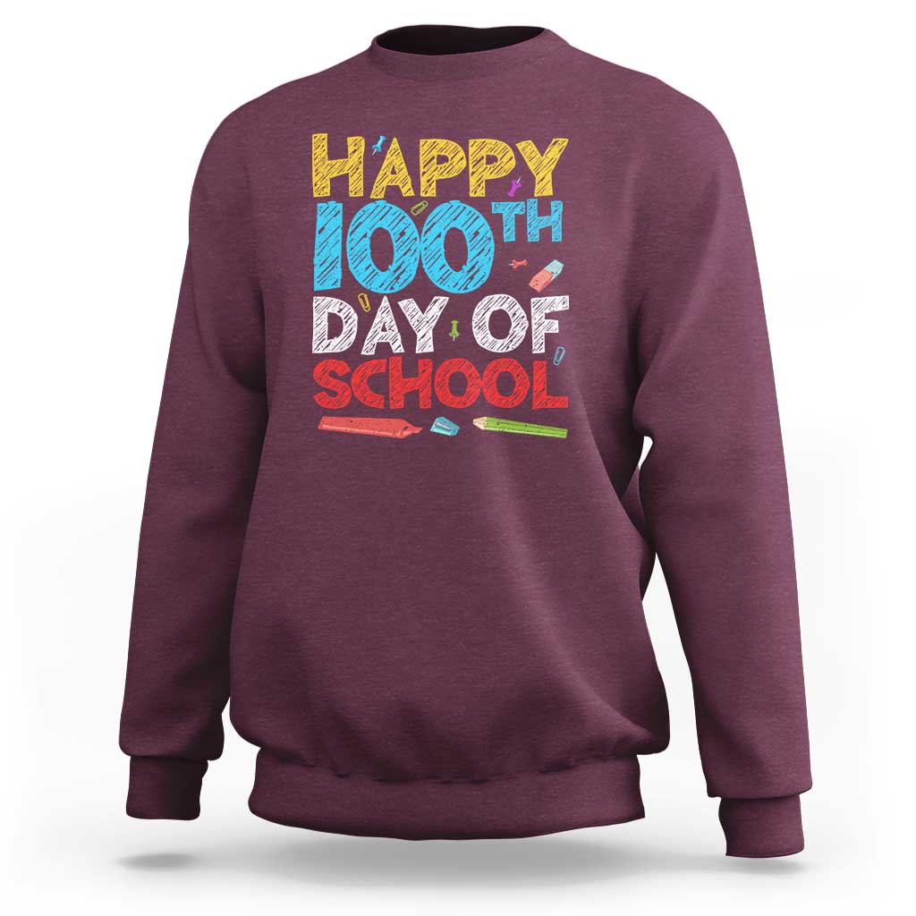 100 Days of School Celebration Sweatshirt Happy 100th Day - Wonder Print Shop