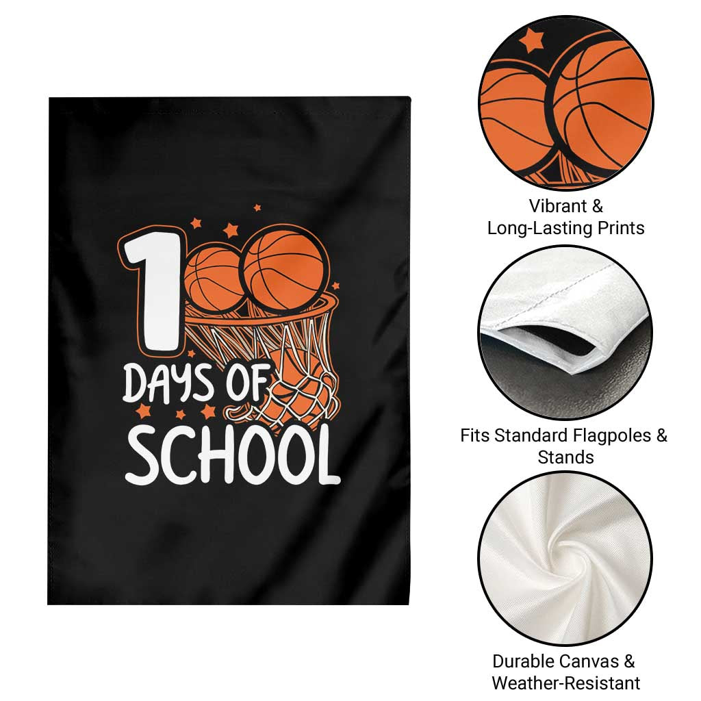 100 Days of Rocking School Basketball Garden Flag Cool Kids Sports Gift