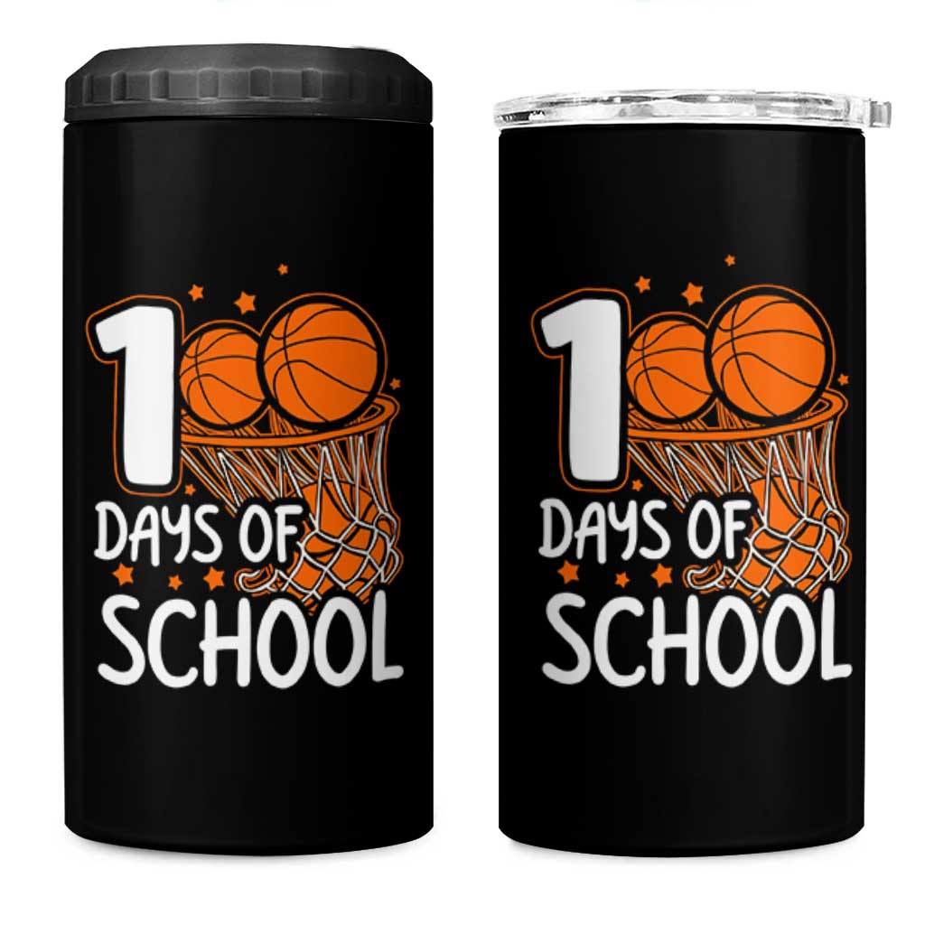 100 Days of Rocking School Basketball 4 in 1 Can Cooler Tumbler Cool Kids Sports Gift