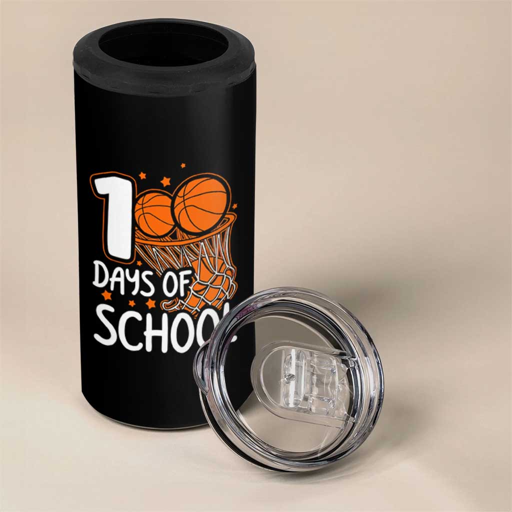 100 Days of Rocking School Basketball 4 in 1 Can Cooler Tumbler Cool Kids Sports Gift
