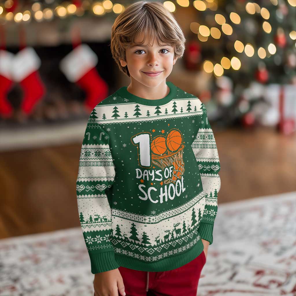 100 Days of Rocking School Basketball Ugly Christmas Sweater Cool Kids Sports Gift