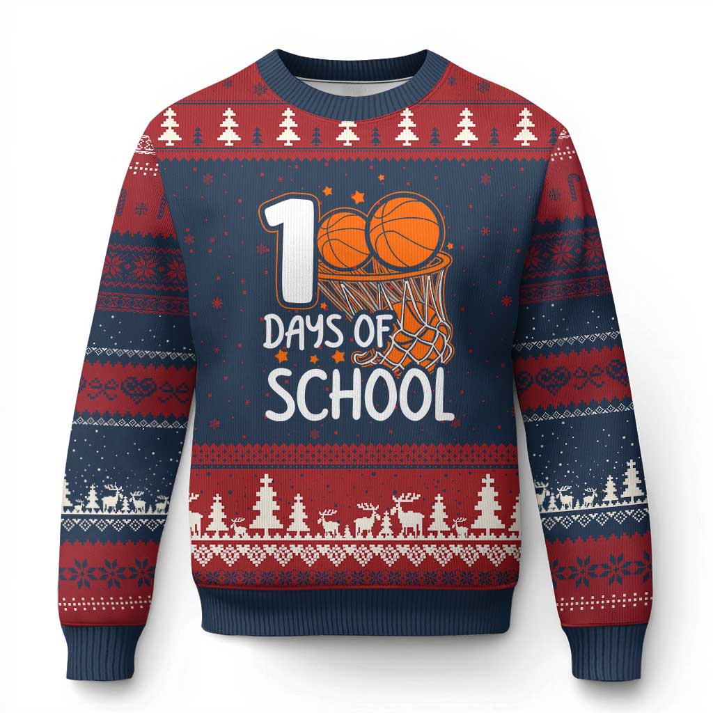 100 Days of Rocking School Basketball Ugly Christmas Sweater Cool Kids Sports Gift