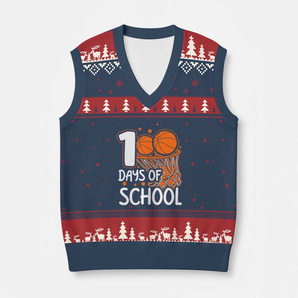 100 Days of Rocking School Basketball V-Neck Knit Sweater Vest Cool Kids Sports Gift