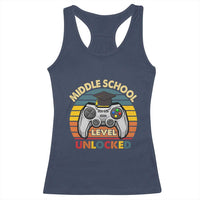 Middle School Level Unlocked Racerback Tank Top Funny Gamer First Day of Middle School