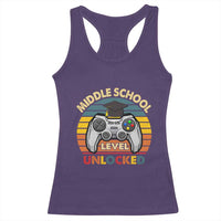 Middle School Level Unlocked Racerback Tank Top Funny Gamer First Day of Middle School