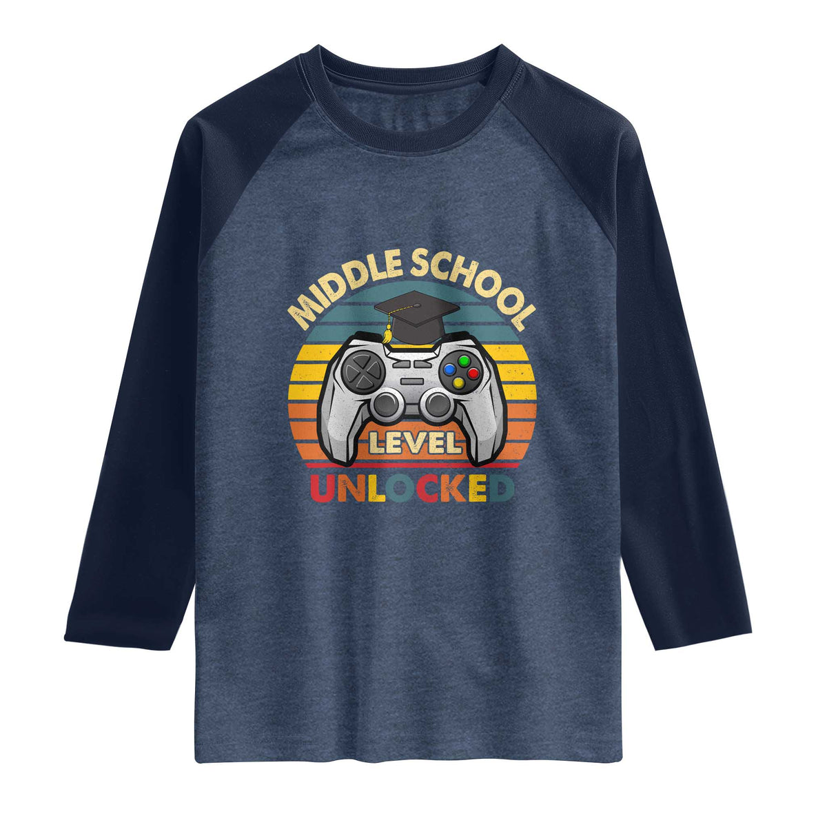 Middle School Level Unlocked Raglan Shirt Funny Gamer First Day of Middle School