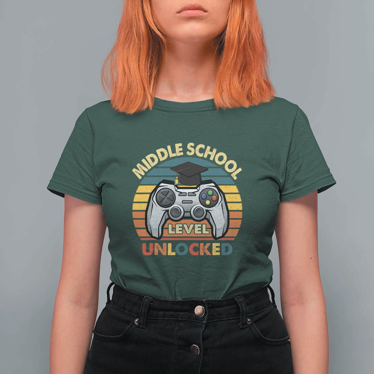 Middle School Level Unlocked T Shirt For Women Happy First Day of Middle School