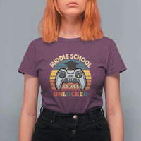 Middle School Level Unlocked T Shirt For Women Happy First Day of Middle School