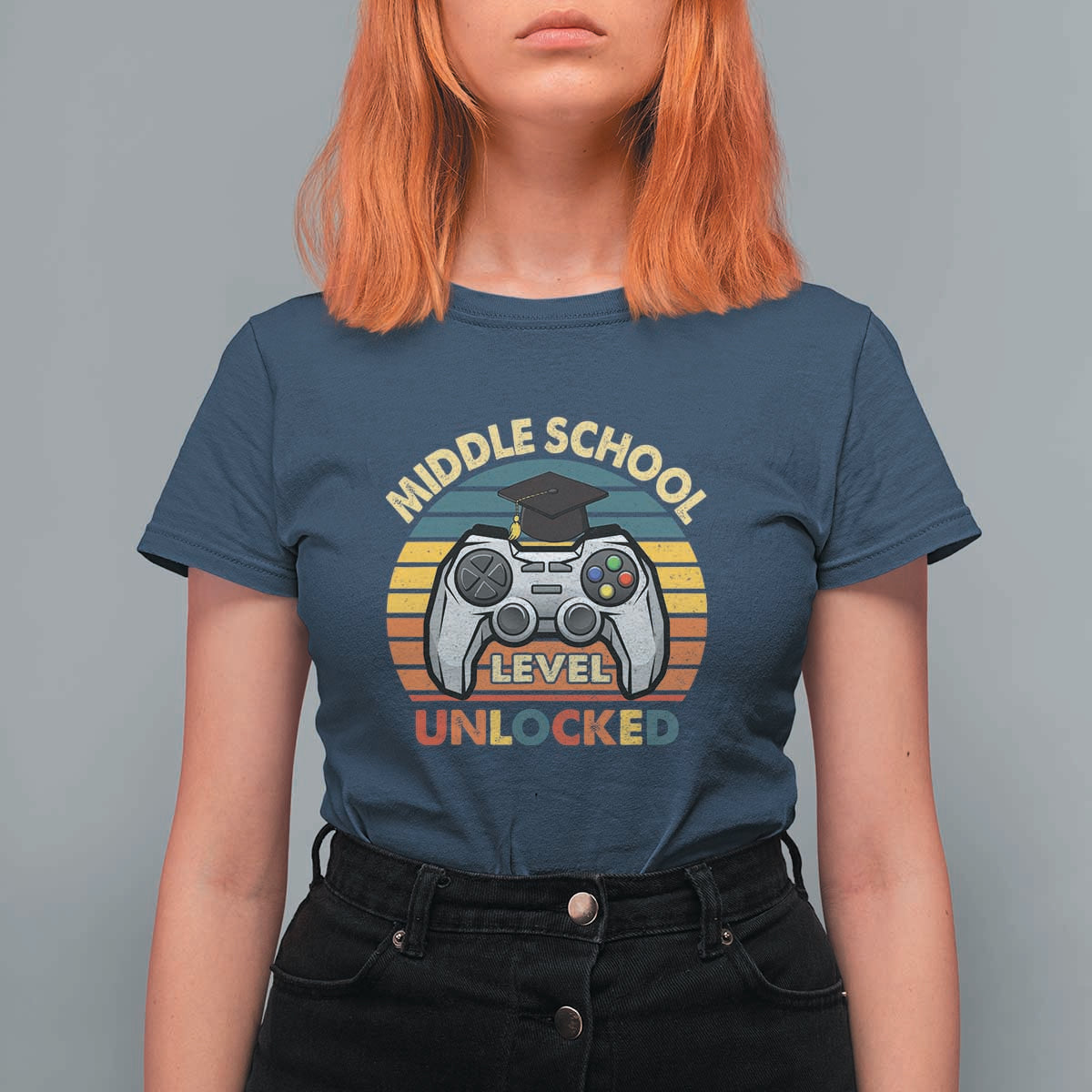 Middle School Level Unlocked T Shirt For Women Happy First Day of Middle School