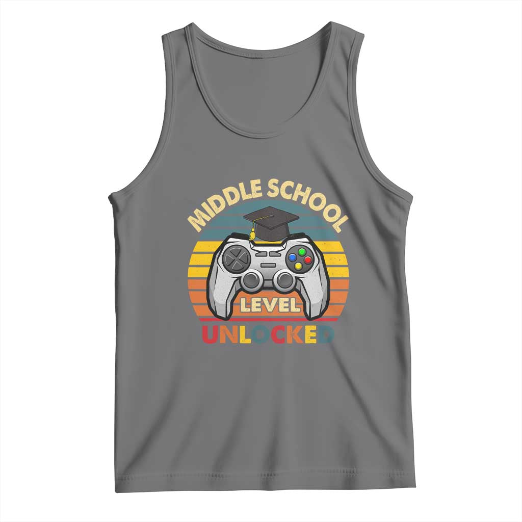 Middle School Level Unlocked Tank Top Funny Gamer First Day of Middle School