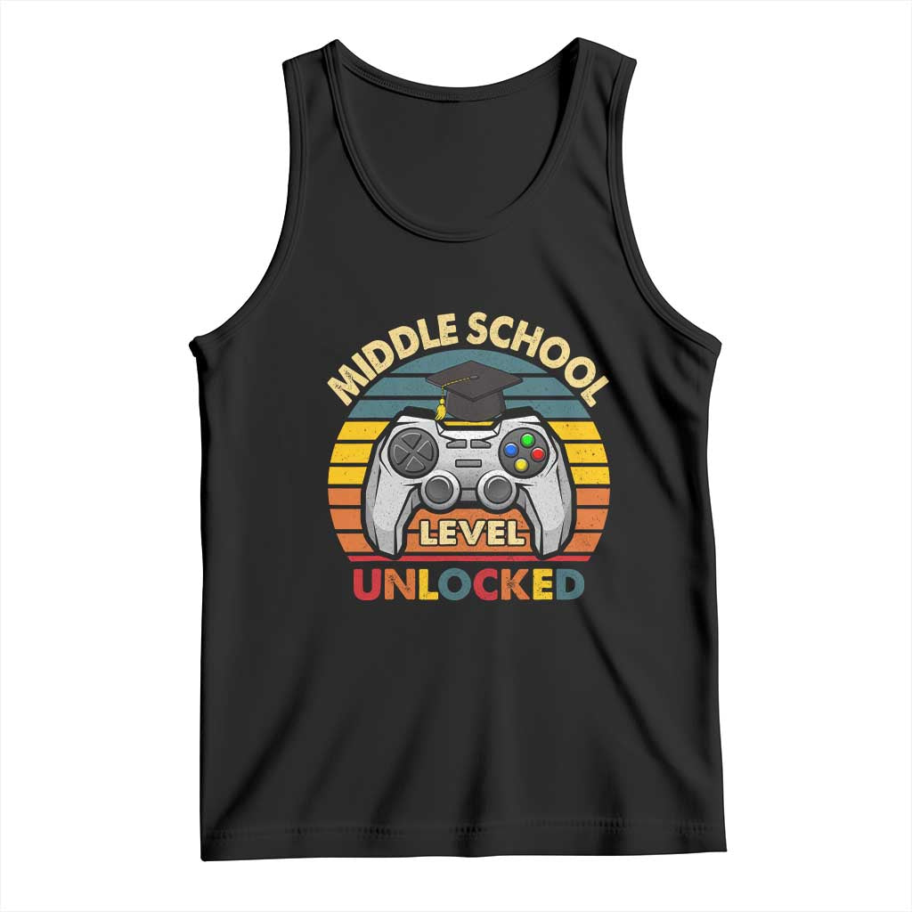 Middle School Level Unlocked Tank Top Funny Gamer First Day of Middle School