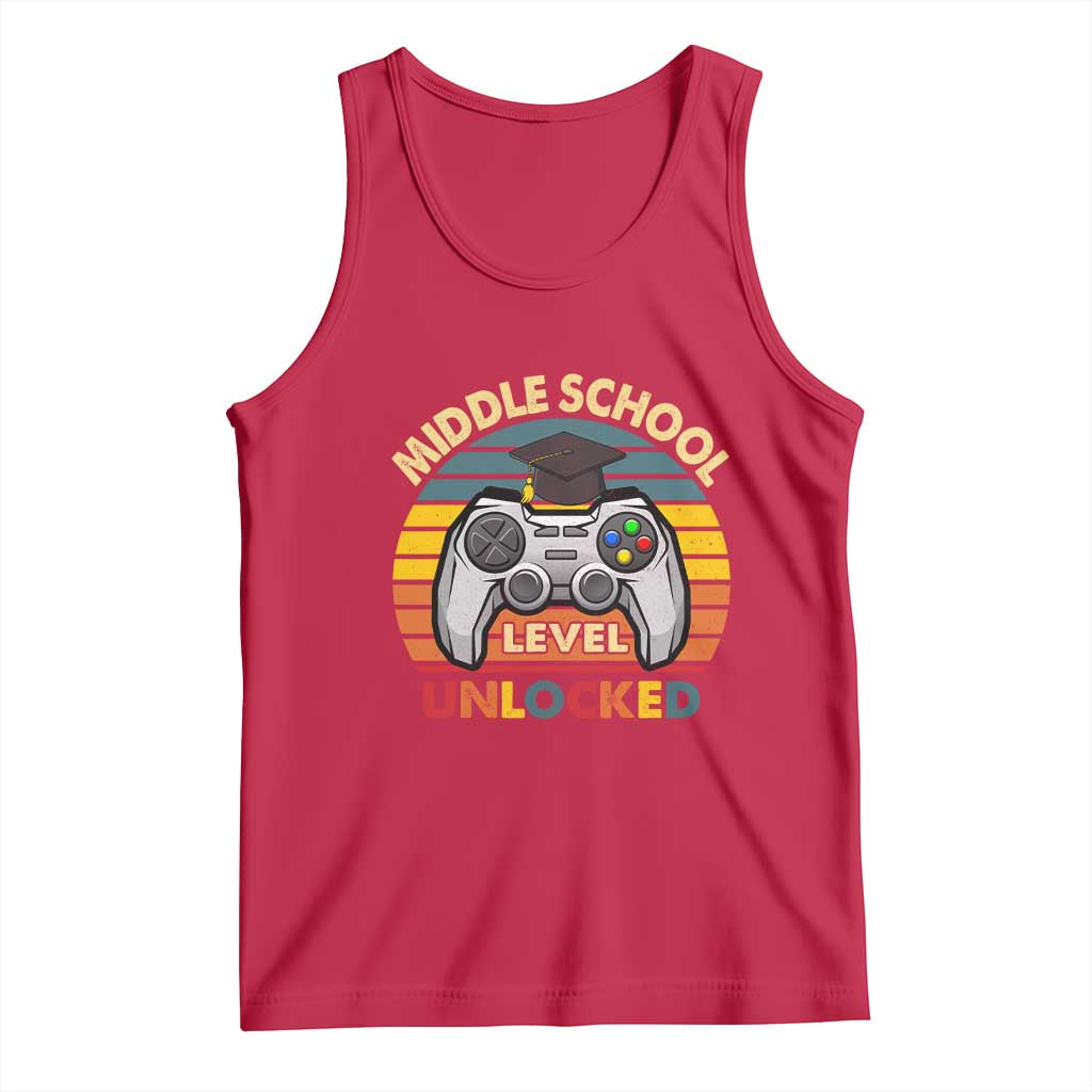 Middle School Level Unlocked Tank Top Funny Gamer First Day of Middle School