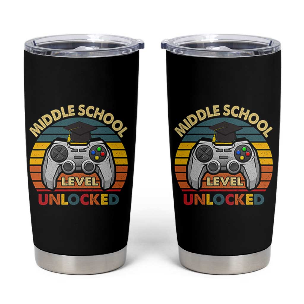 Middle School Level Unlocked Tumbler Cup Funny Gamer First Day of Middle School