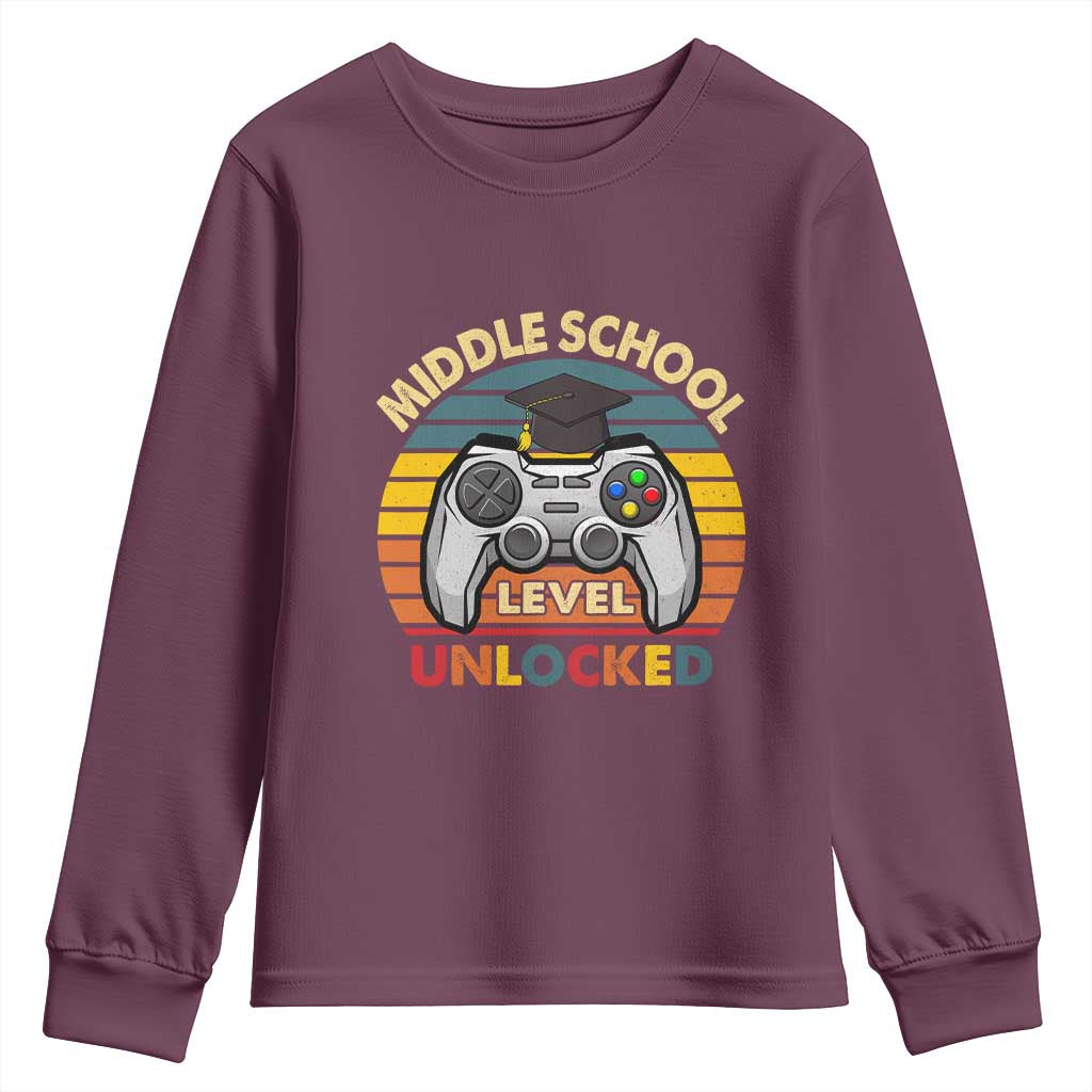 Middle School Level Unlocked Youth Sweatshirt Funny Gamer First Day of Middle School