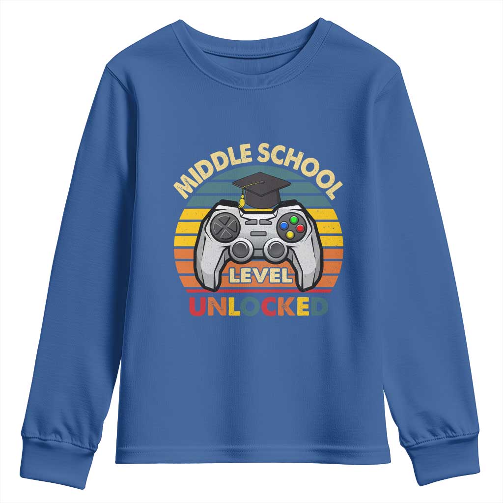 Middle School Level Unlocked Youth Sweatshirt Funny Gamer First Day of Middle School