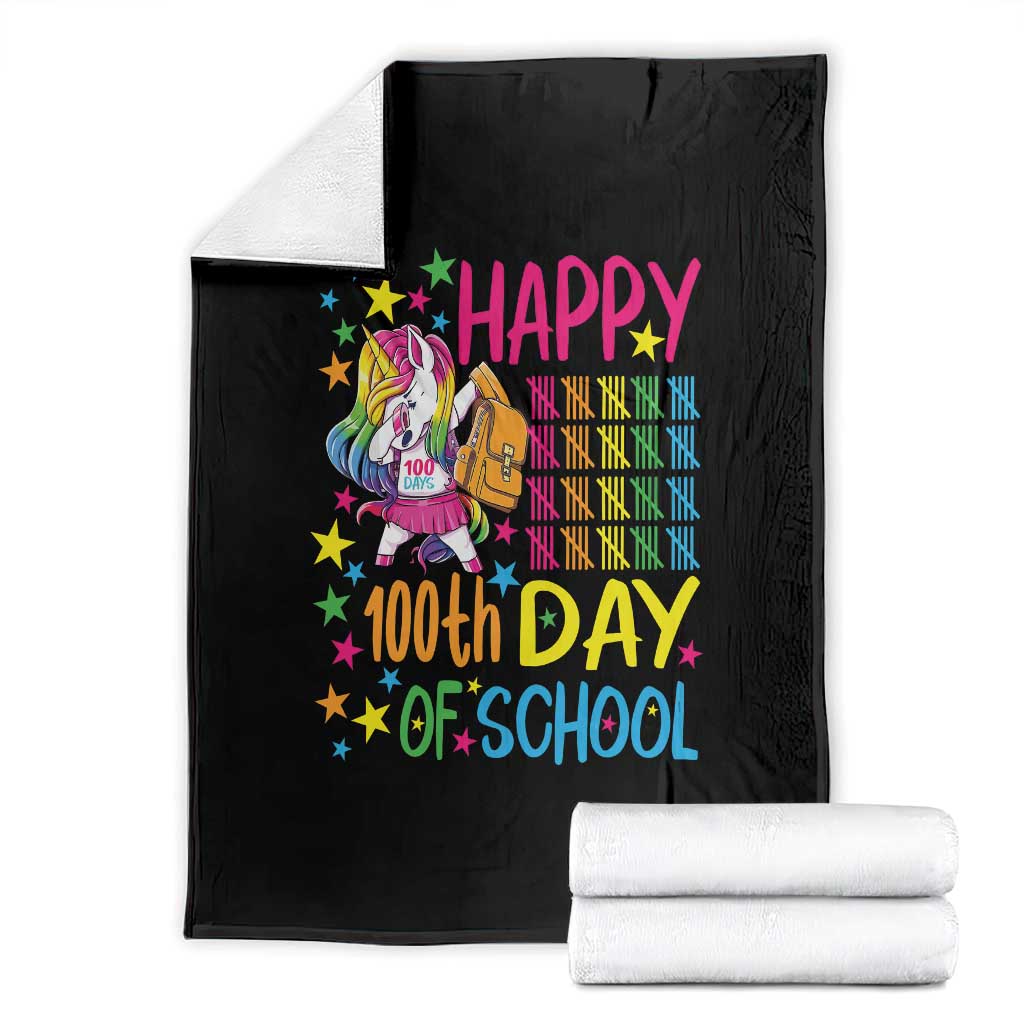 Happy 100th Day of School Unicorn Throw Blanket Magical Girls Celebration Gift