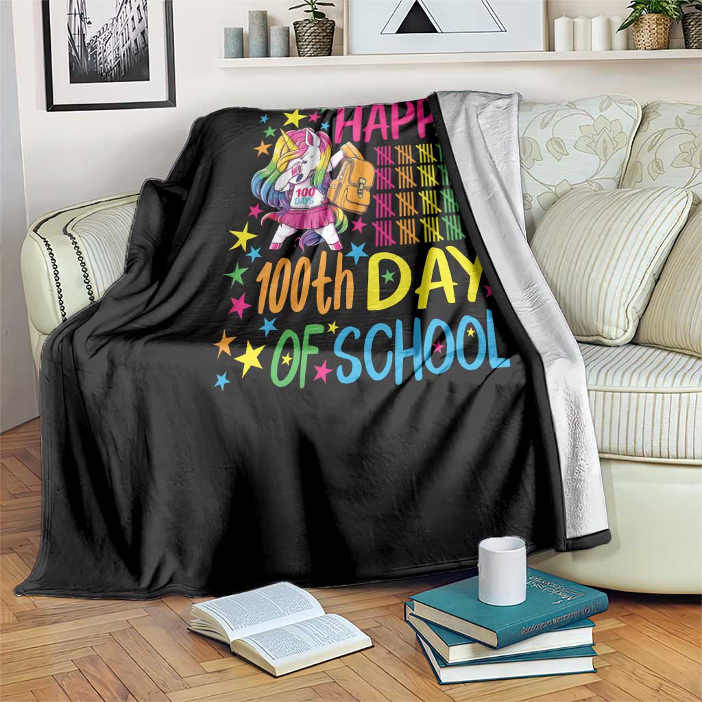 Happy 100th Day of School Unicorn Throw Blanket Magical Girls Celebration Gift