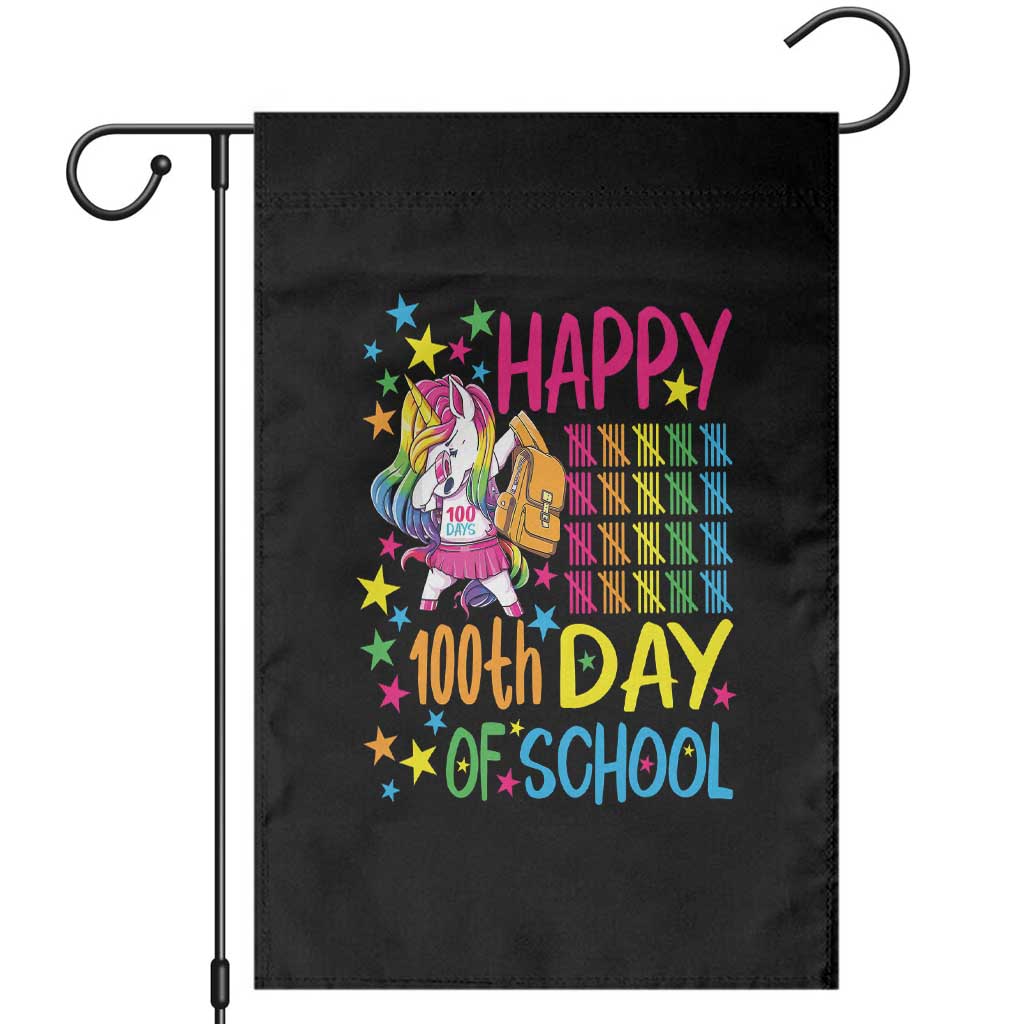 Happy 100th Day of School Unicorn Garden Flag Magical Girls Celebration Gift
