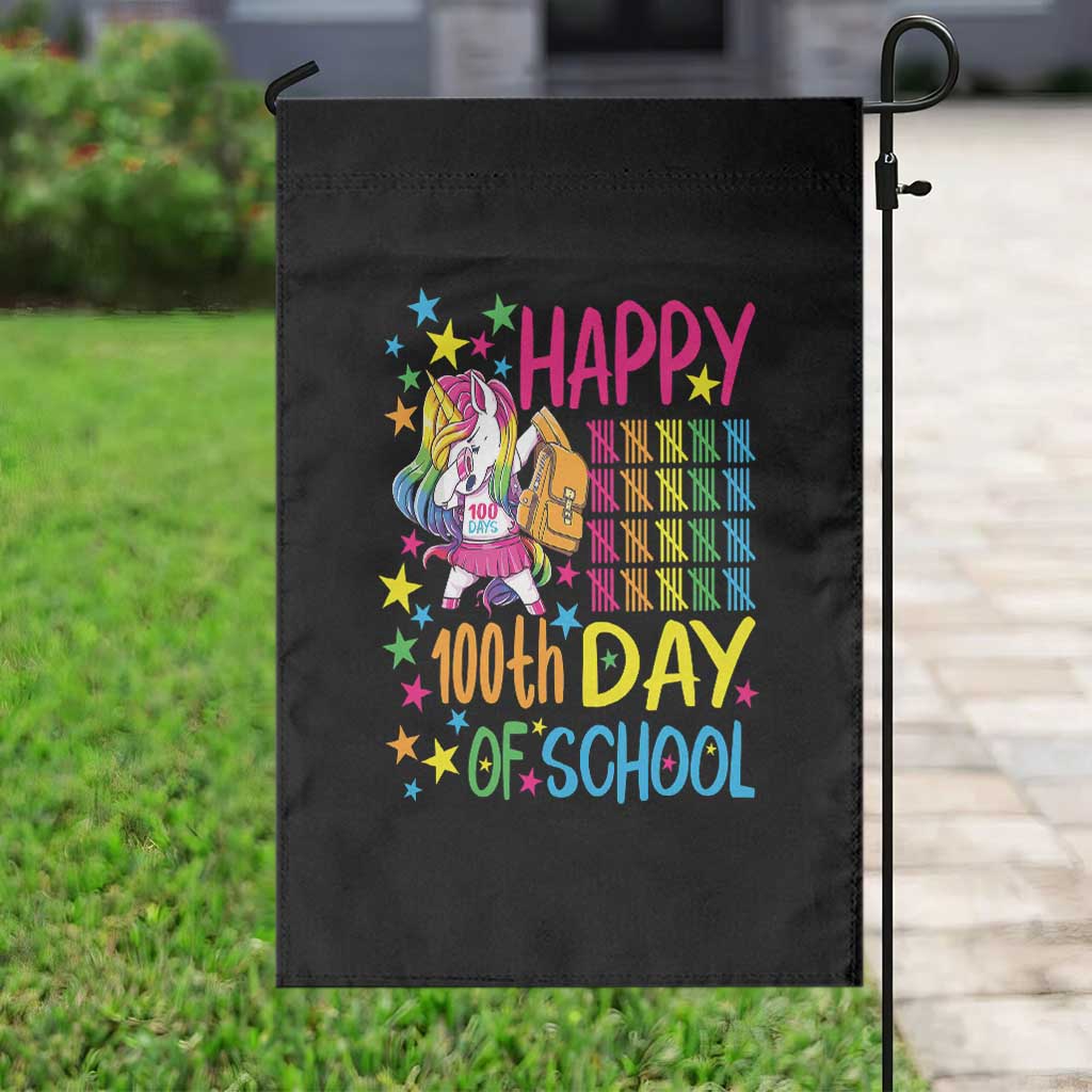 Happy 100th Day of School Unicorn Garden Flag Magical Girls Celebration Gift